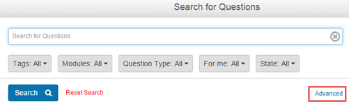 Advanced filter in question search