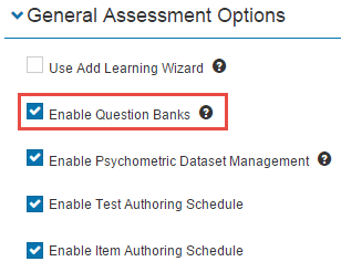 Question Banks option