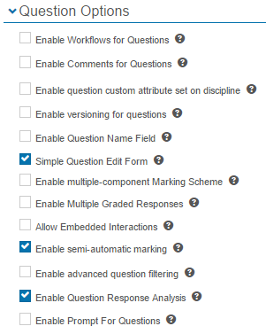 Question Options section