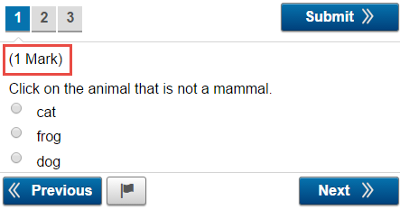 Mark displayed per question