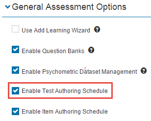 Test Authoring Schedule option