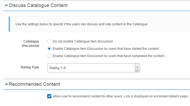 Browse Learning Settings