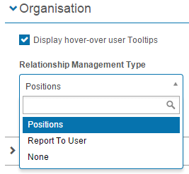 Organisations section