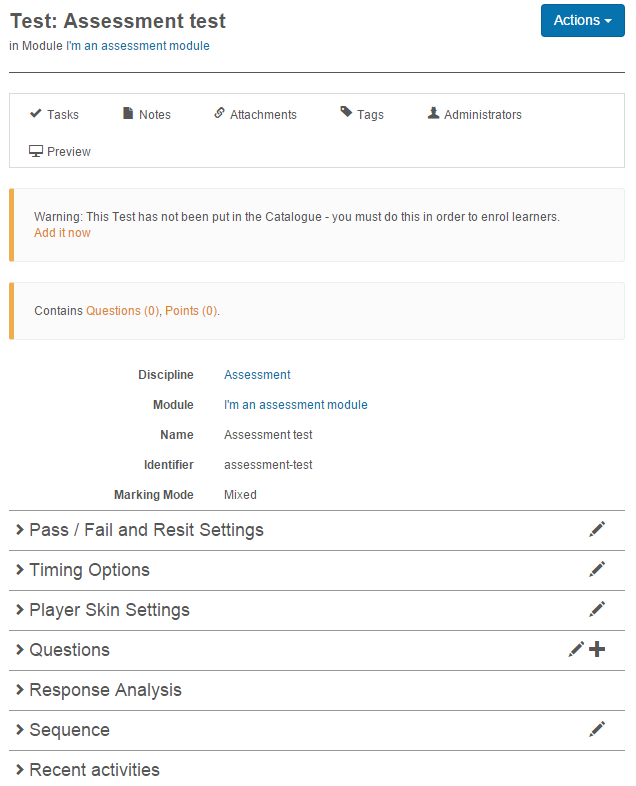 Assessment test form
