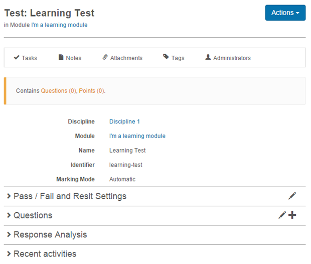 Learning test form