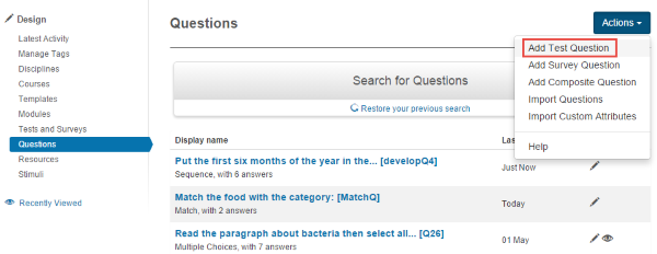 Add Test Question