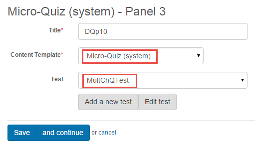 Test panel — link to test