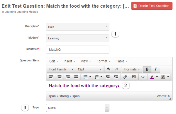Match type selected