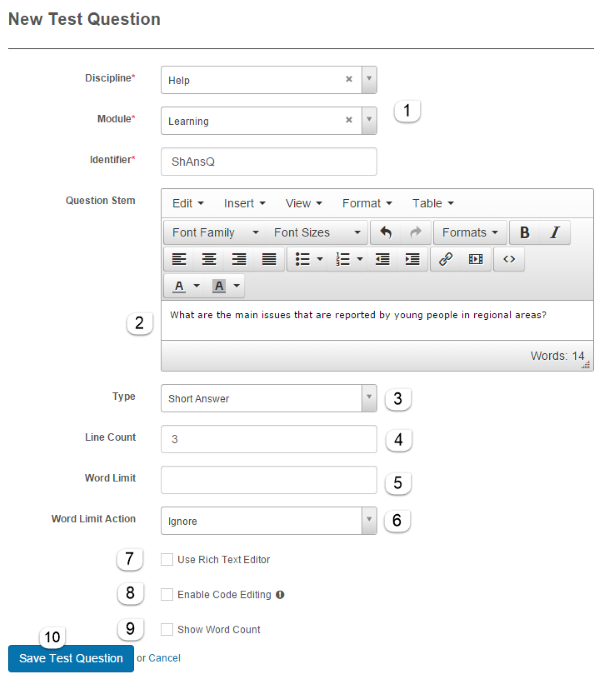 Short Answer form