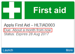 Due date on catalogue tile