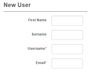 New user screen
