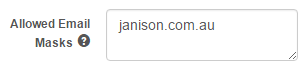 Allowed email masks setting