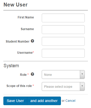 New user screen example