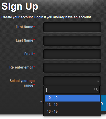 Group type as dropdown on signup