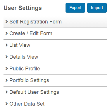 User Settings overview