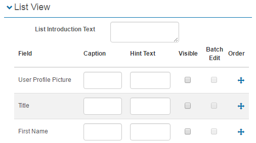 List view section