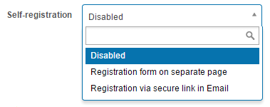 Self-registration dropdown