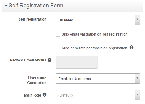 Self-Registration Form section