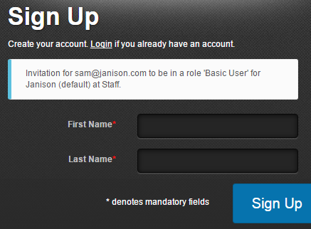 Sign Up via secure link