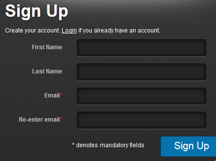 Sign Up screen
