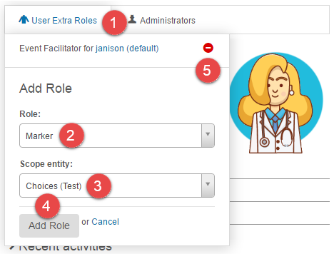 User Extra Roles section