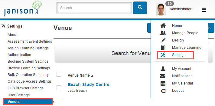 Venues list