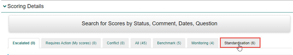 Standardisation tab