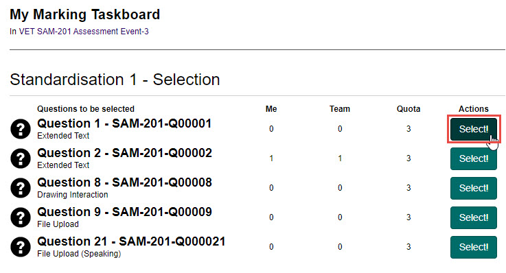 S1 Selection – Select button