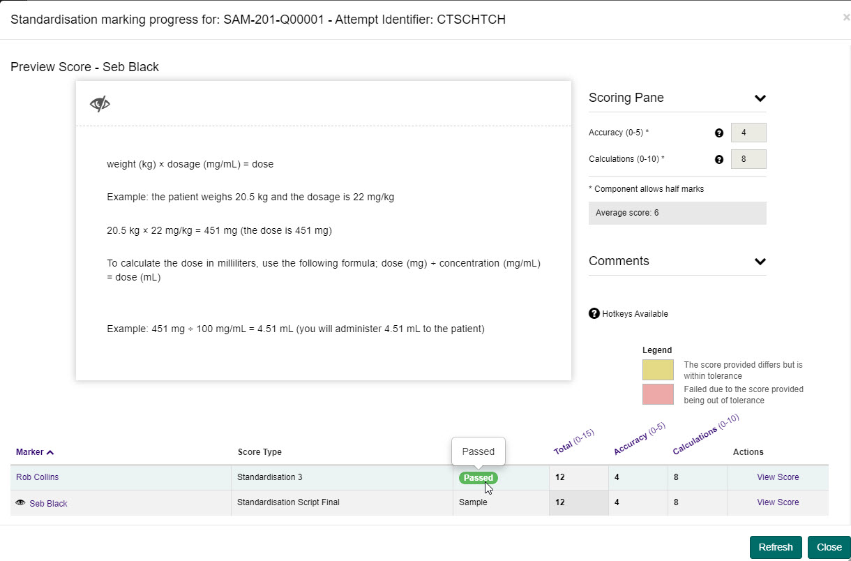 Progress detail screen