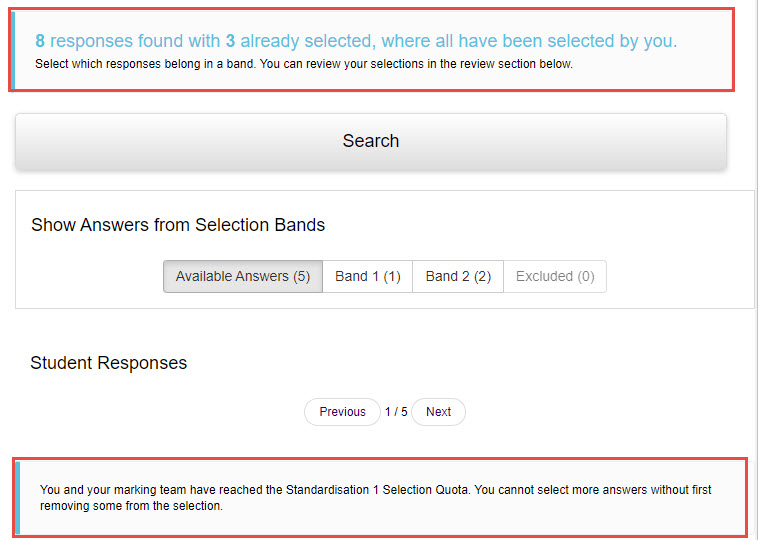 S1 Selection – quota complete notification