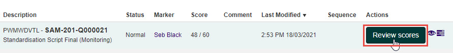 Review scores button