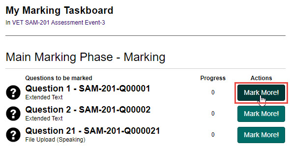 Main Marking Phase – Mark More button