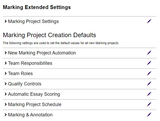 Marking Extended Settings menu option