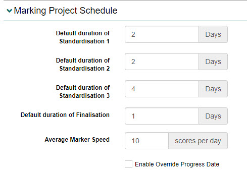 Marking project schedule settings