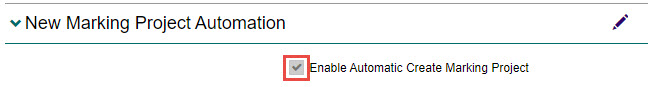 Enable automatic create marking project checkbox