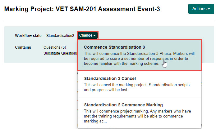 Change button – Commence Standardisation 3