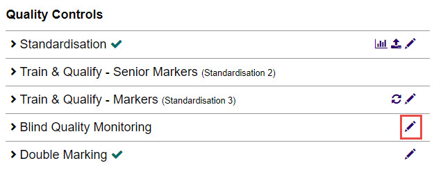 Edit icon for Blind Quality Monitoring section