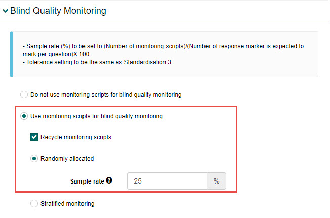Random allocation options and sample rate field