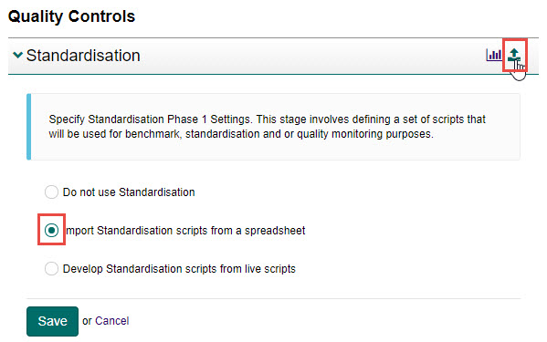 Develop standardisation scripts option selected