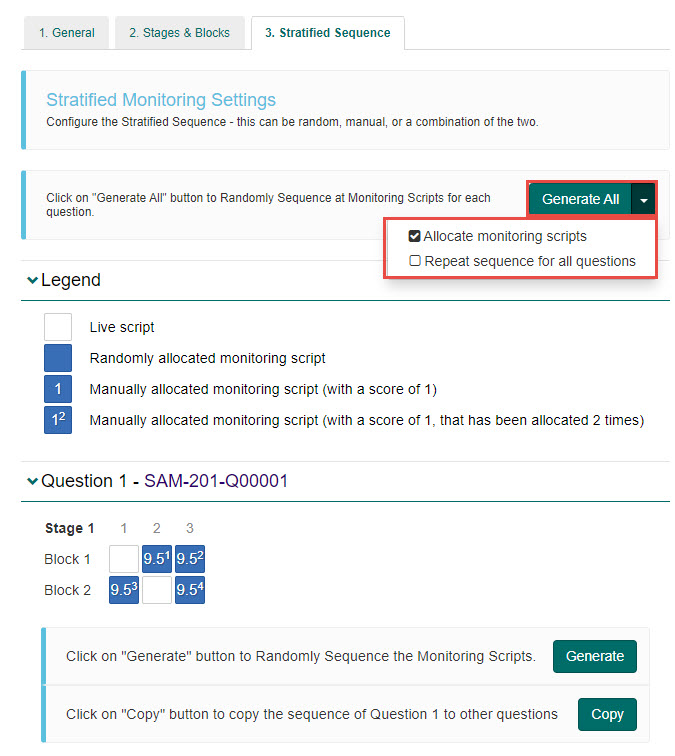 Stratified Sequence grid with allocated scripts