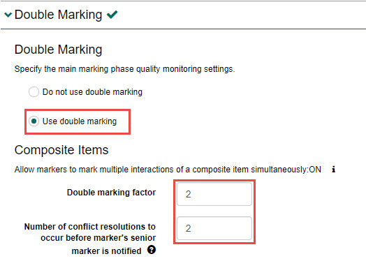 Double marking configuration options