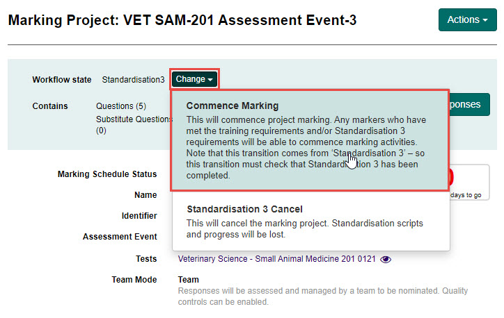 Change button – Marking option