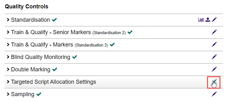 Edit icon for Targeted Script Allocation Settings
