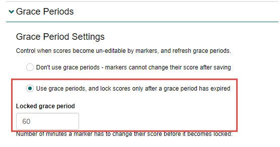 Grace period configuration with locked grace period field