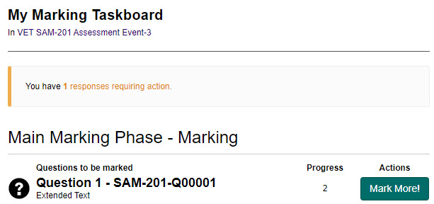 Notification at the top of My Marking Taskboard