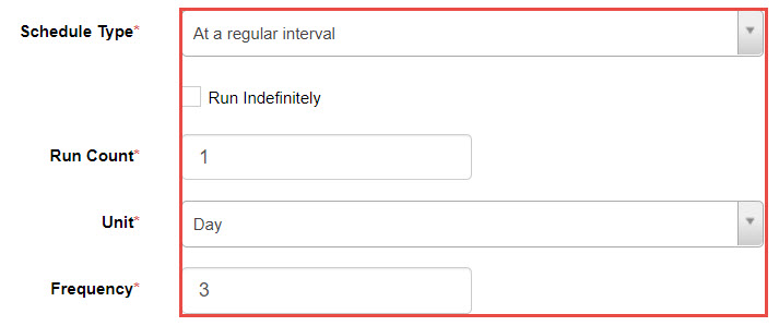 3. Select an option from the Schedule Type drop-down field as follows (3)