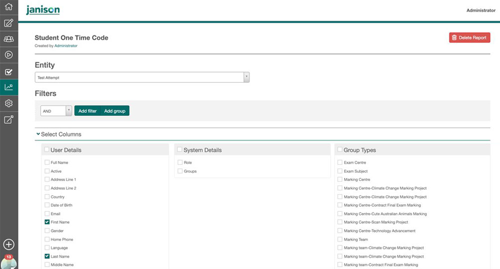 Customisable reports