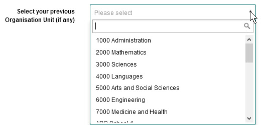 Selection from system entity drop-down