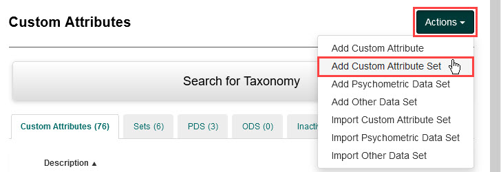 Add Custom Attribute Set option