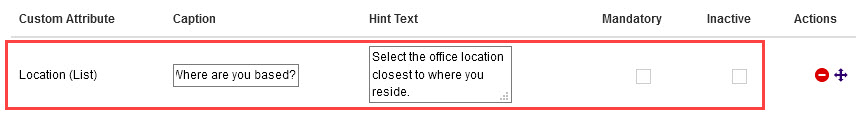 Caption, Mandatory and Inactive options